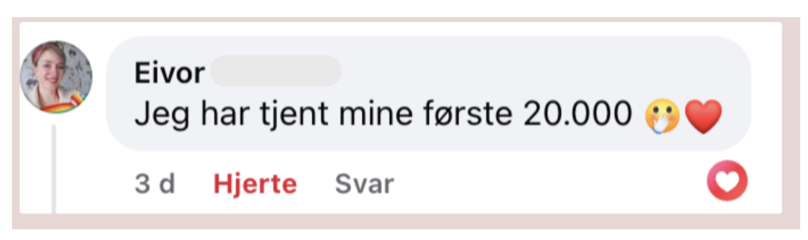 Eivor: Jeg har tjent mine forste 20.000