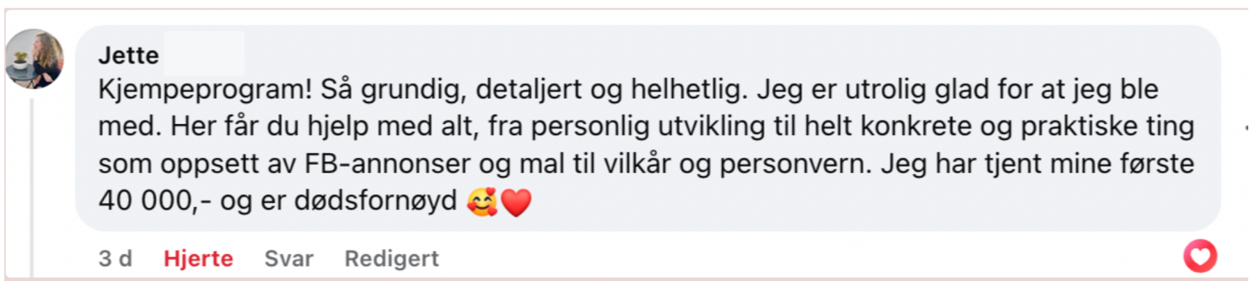 Melding fra deltaker
