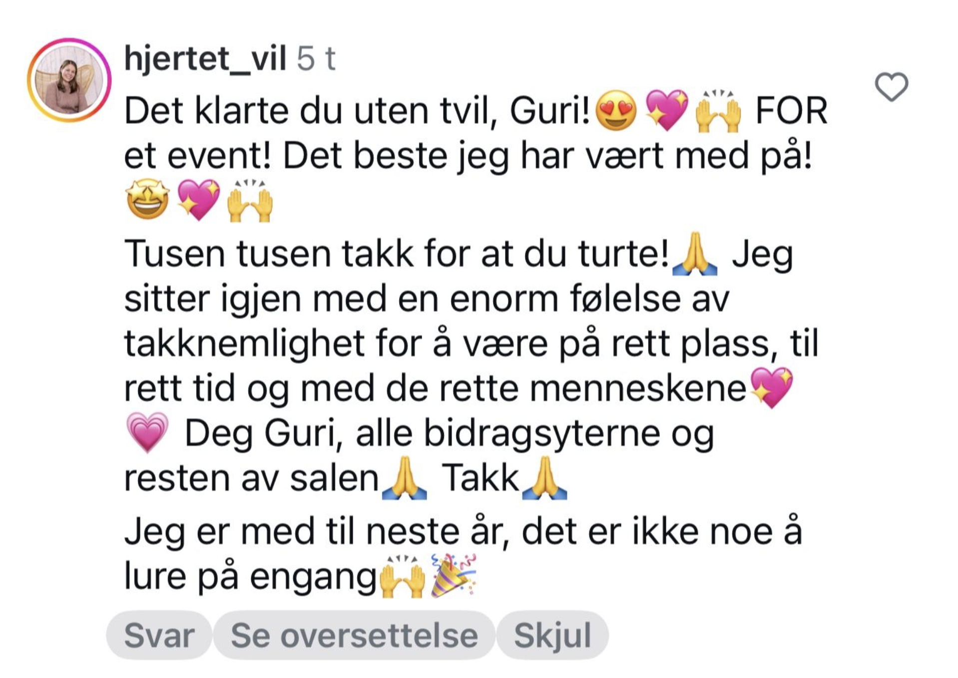 Tilbakemelding fra deltaker
