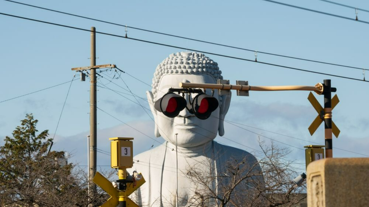 sunglasses buddha at aichi station japan