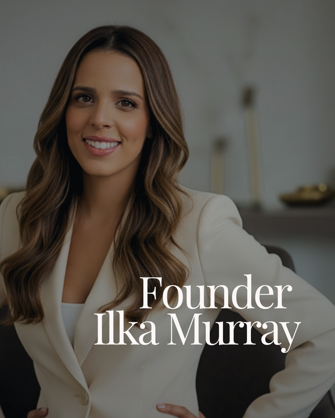 Founder of Worldwide Her Ilka Murray in a white blazer - Image has AI generated features
