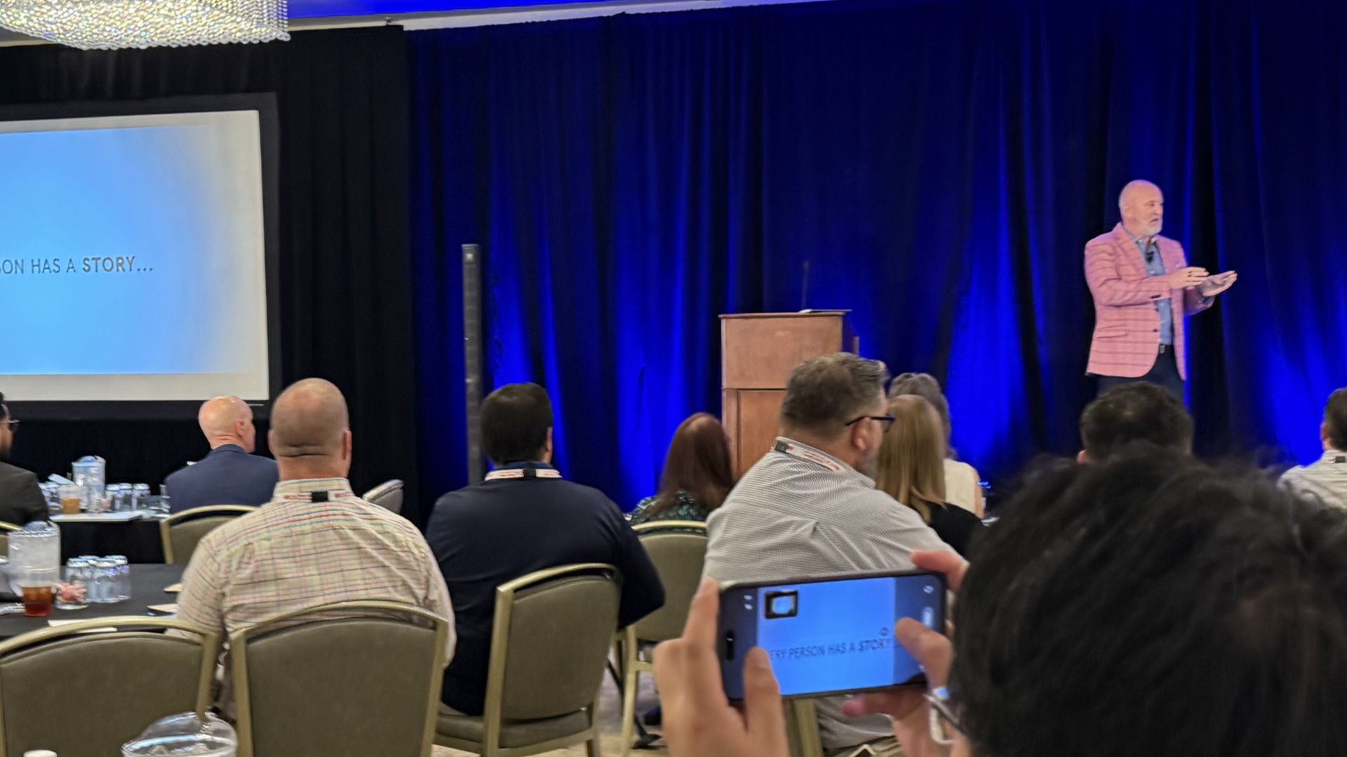Blood centers of america, with Bart Berkey on stage as Keynote Speaker
