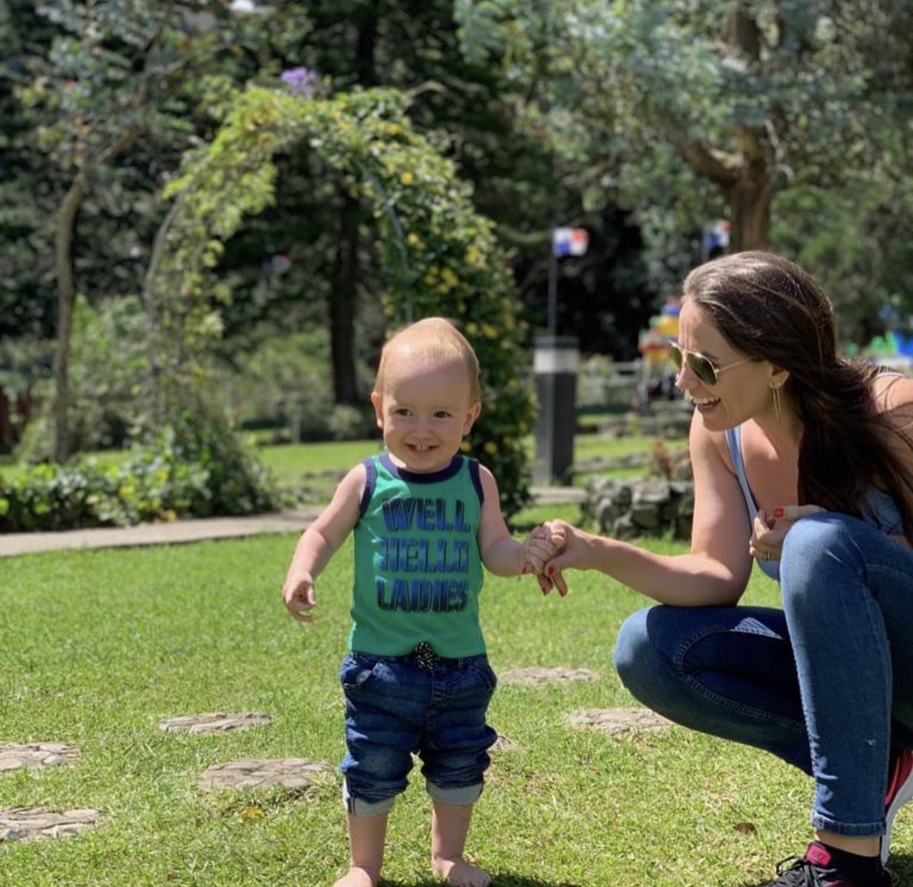 Karla Visagie enjoying time with her son