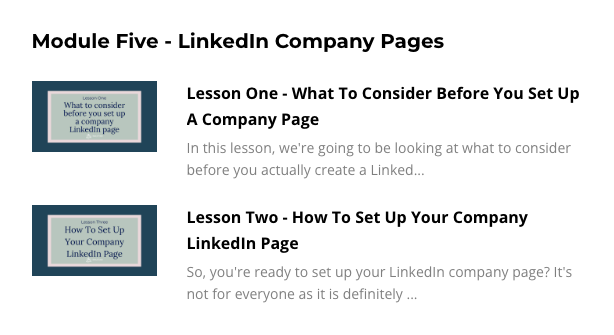 Module 5 lessons inside the LinkedIn Learner's Lab