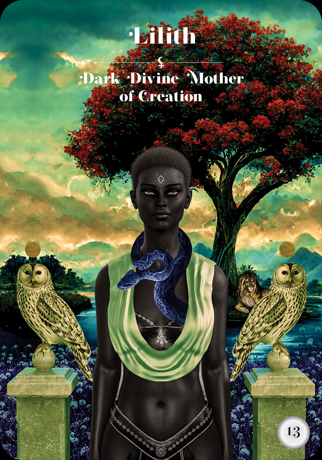 Lilith card 13 from the Black Moon Lilith Cosmic Alchemy Oracle by Adama Sesay Lilith card 13 from the Black Moon Lilith Cosmic Alchemy Oracle by Adama Sesay