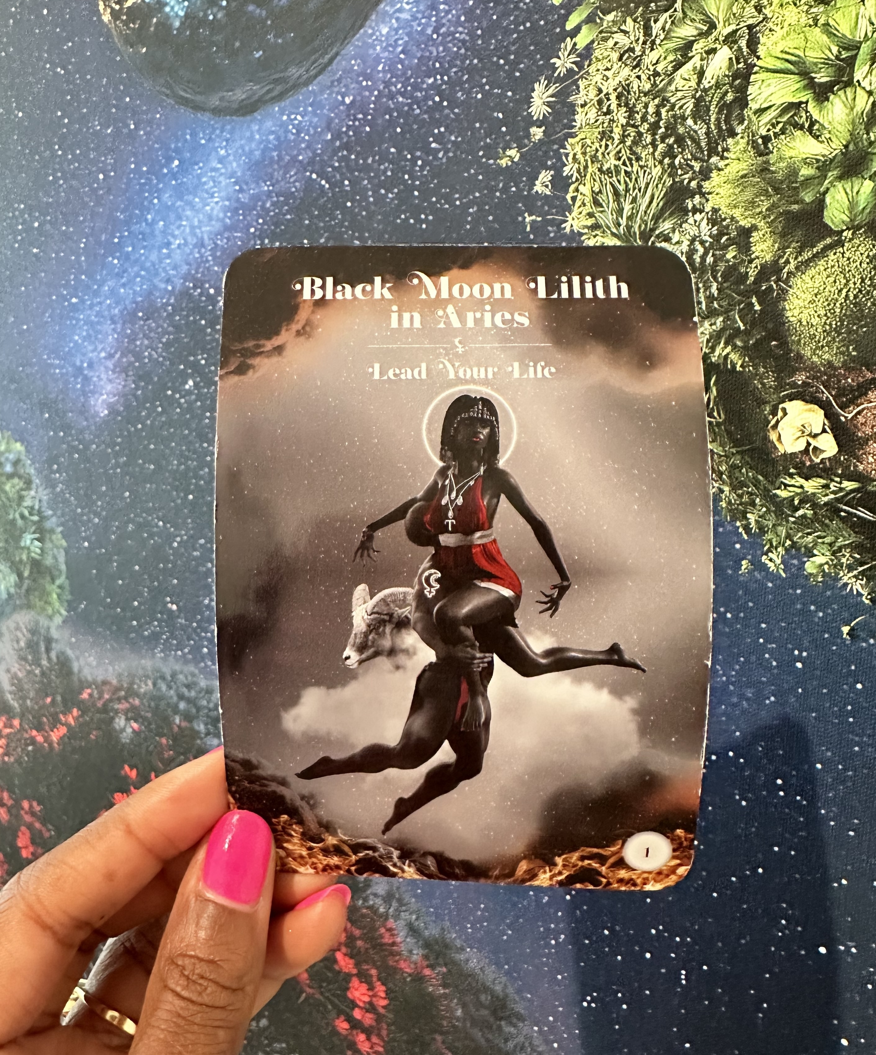 Black Moon Lilith in Aries from the Black Moon Lilith Cosmic Alchemy Oracle by Adama Sesay
