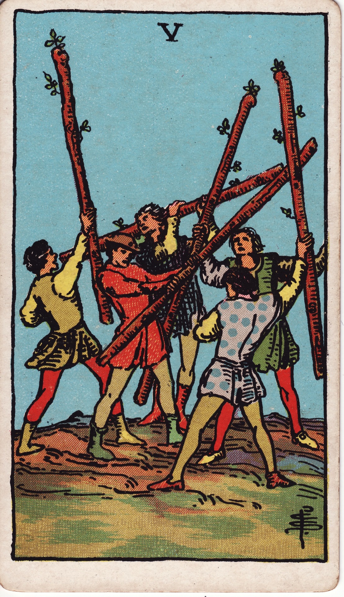 the five of wands the five of wands in the rider waite tarot