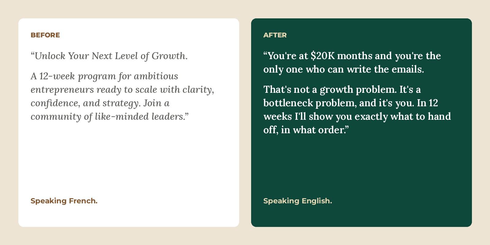 Before and after: speaking French vs speaking English