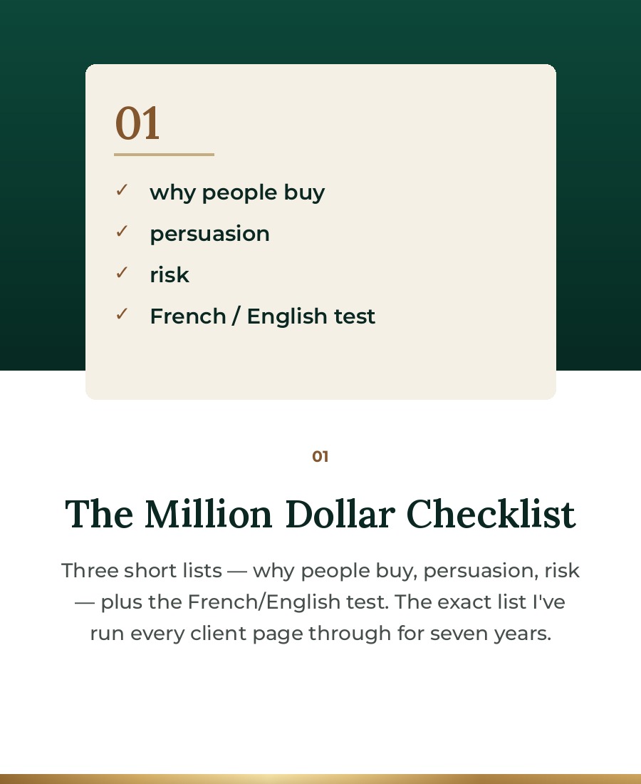 01 The Million Dollar Checklist
