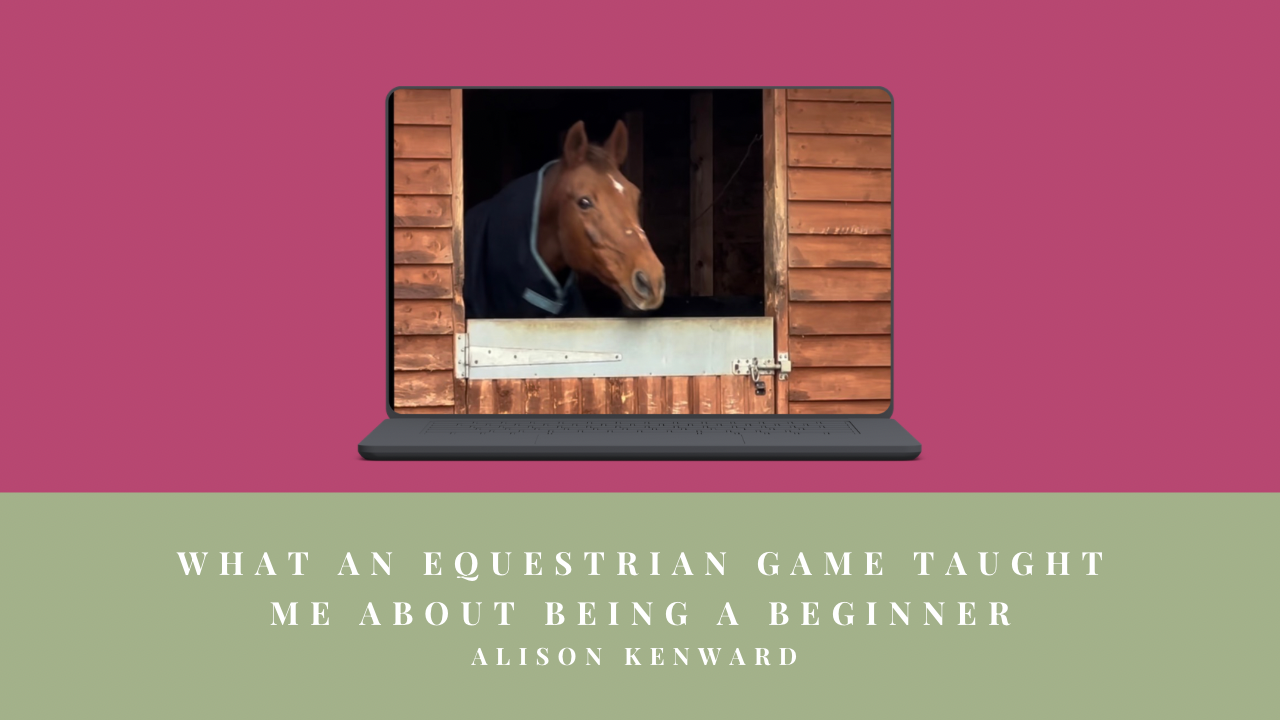 Horse looking out from a stable displayed on a laptop screen.