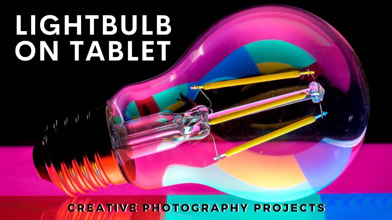Lightbulb on tablet Creative photography project