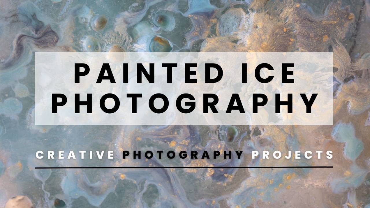 Creative macro photography idea: Painted ice photography