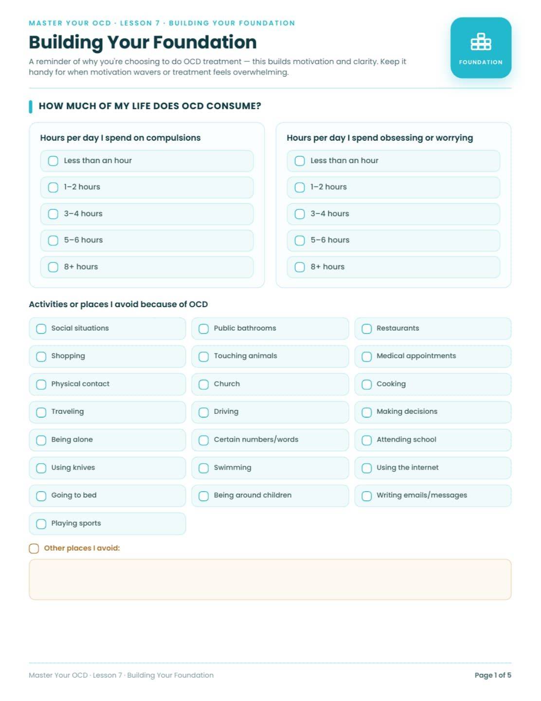 Master Your OCD worksheet