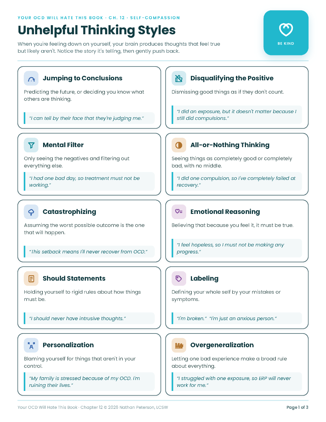 Self Compassion worksheet