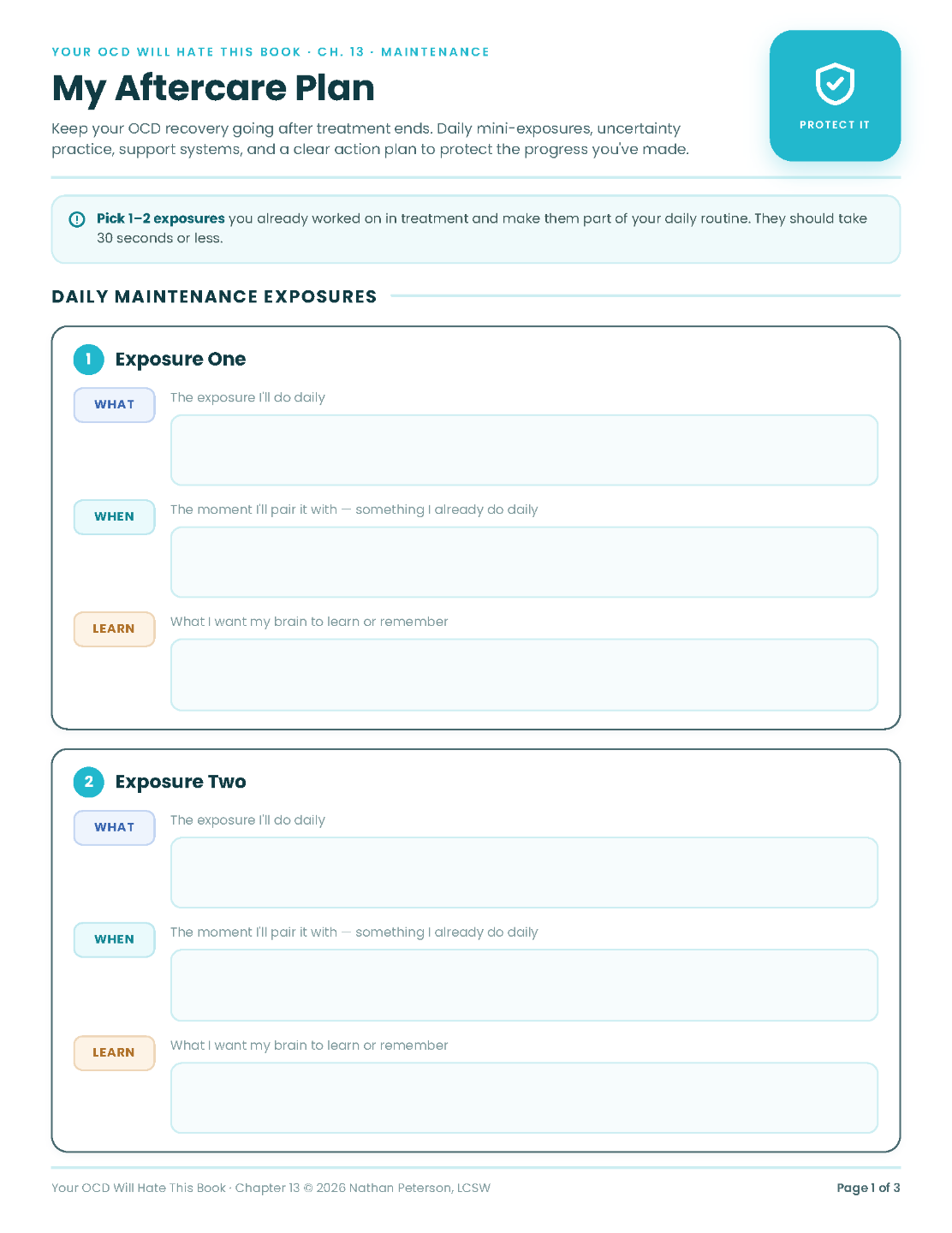 My Aftercare Plan worksheet