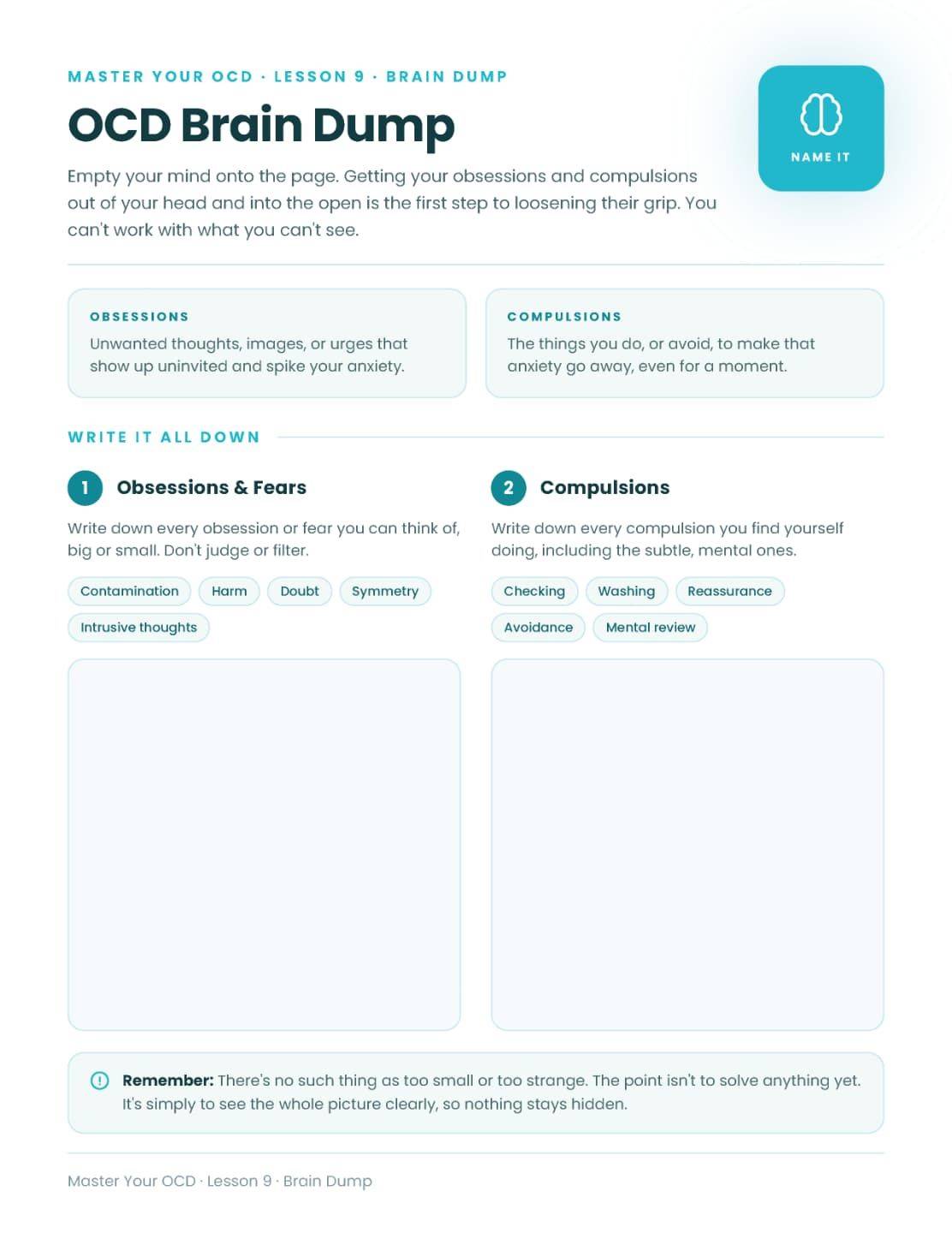 Master Your OCD worksheet