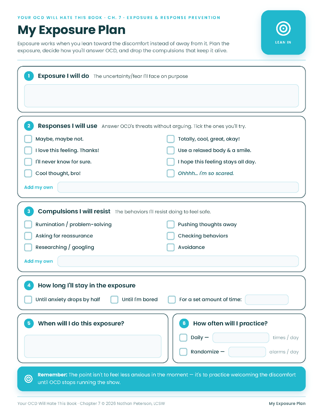 My Exposure Plan worksheet