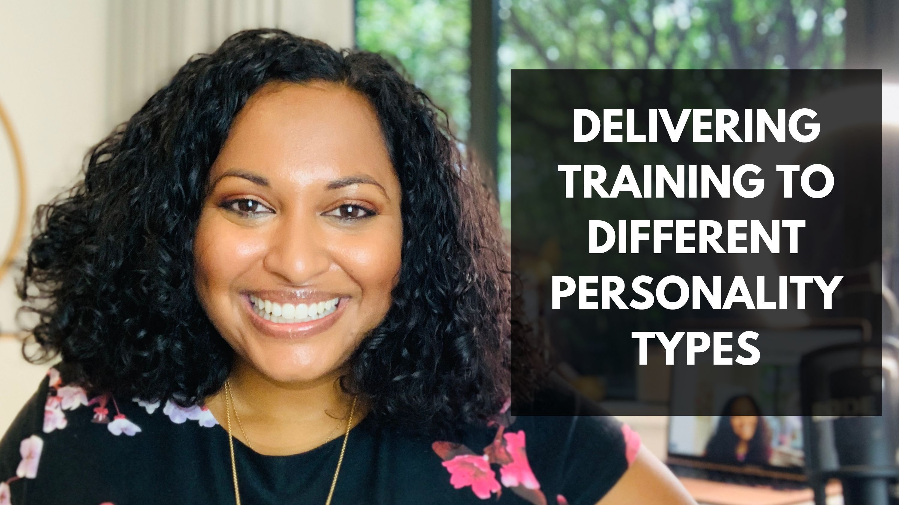 Lata Hamilton in a black top smiling; text: delivering training to different personality types