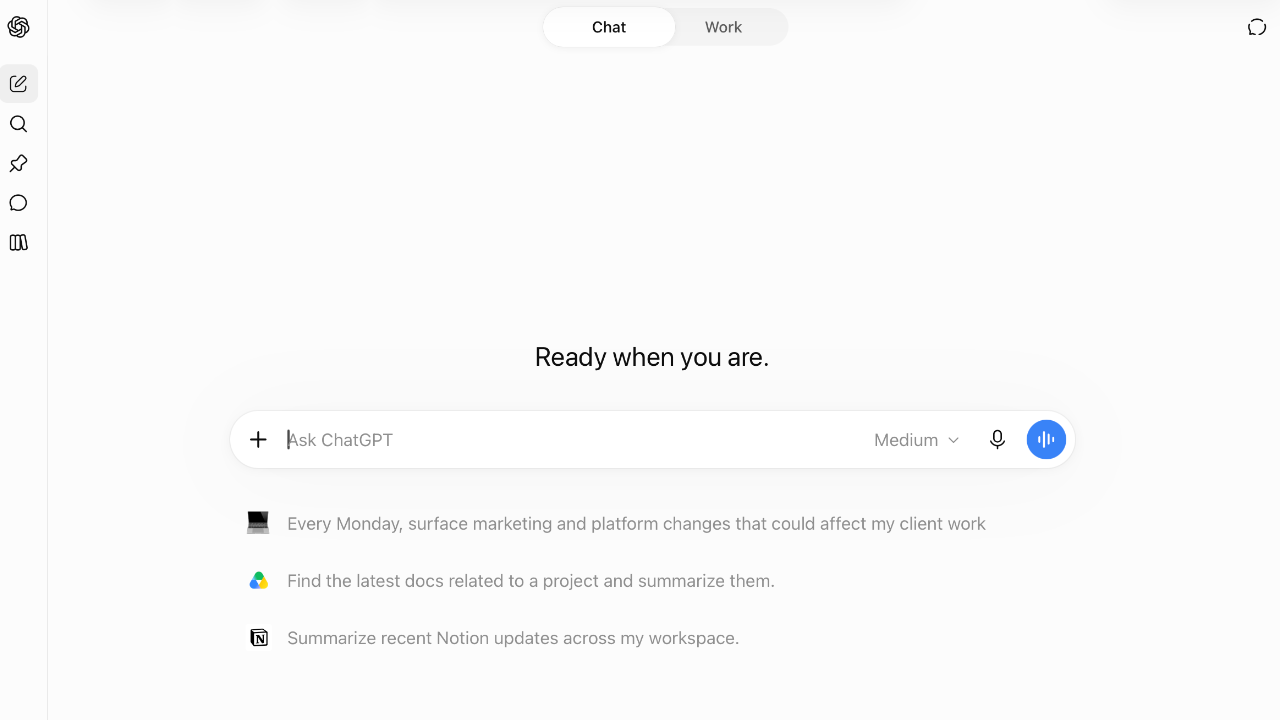 a screenshot of a web browser with a new ChatGPT chat window open