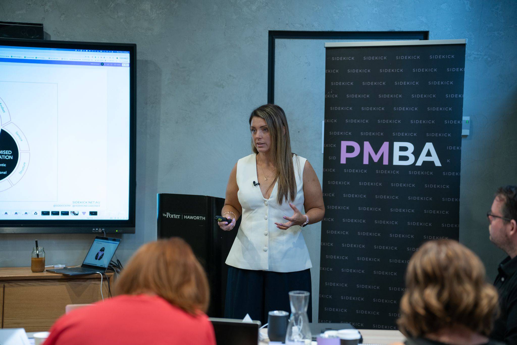 Hermione Gardiner presenting at a PMBA Intensive