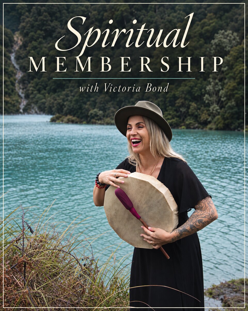 The Spiritual Membership with Victoria Bond, laughing with her drum at the lake