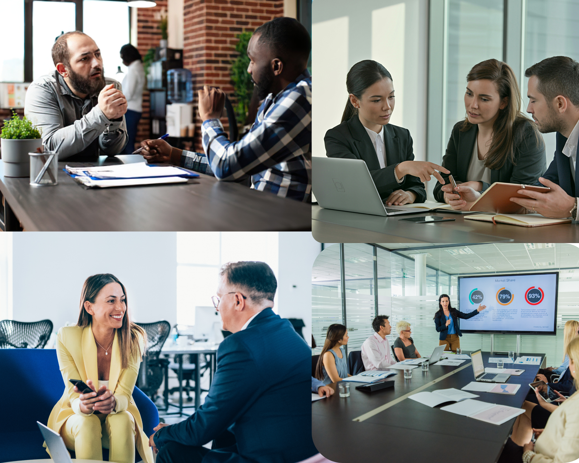 Sales conversations in discovery calls, team meetings, client reviews and presentations
