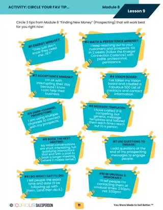 Workbook pages from Modules 7 and 8