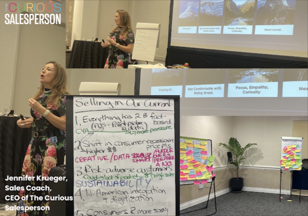 Jennifer Krueger teaching a live sales workshop