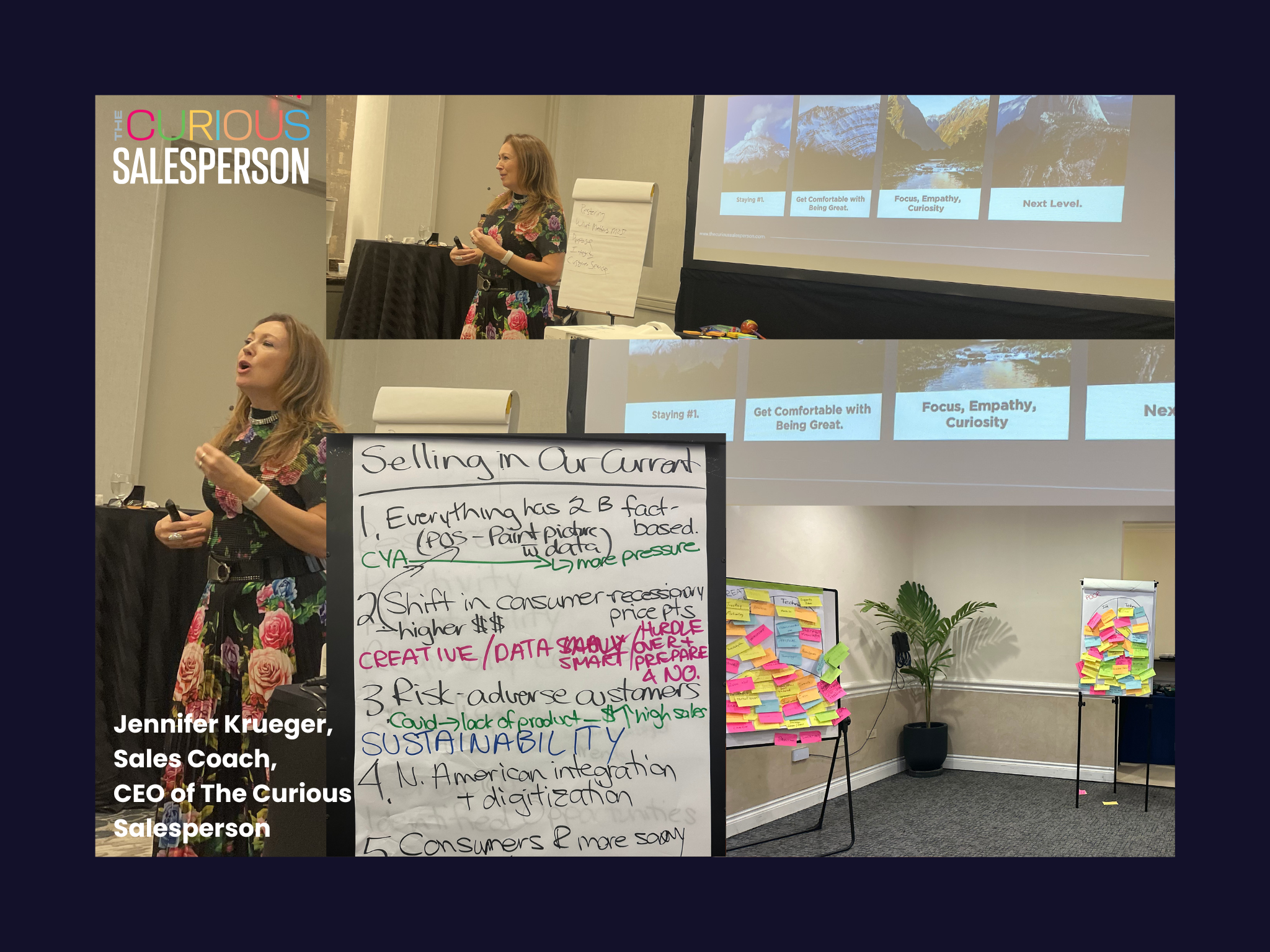 Jennifer Krueger teaching live sales training sessions