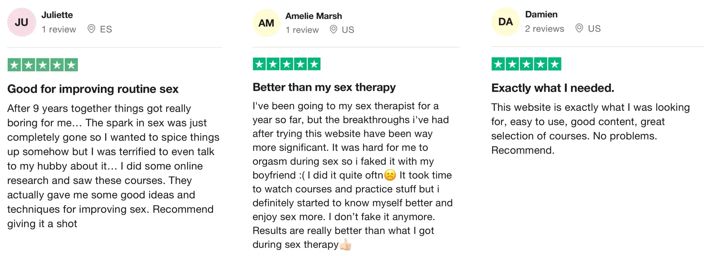 three positive tristpilot reviews