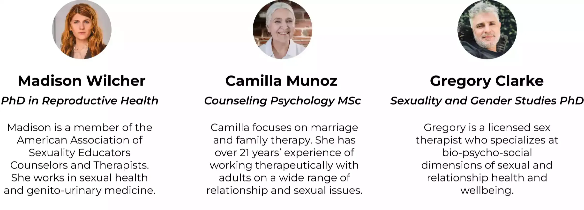 three professional sex ed specialists