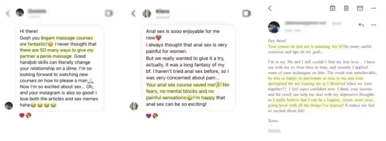 excellent instagram reviews about sex video courses on pleasure-courses.com