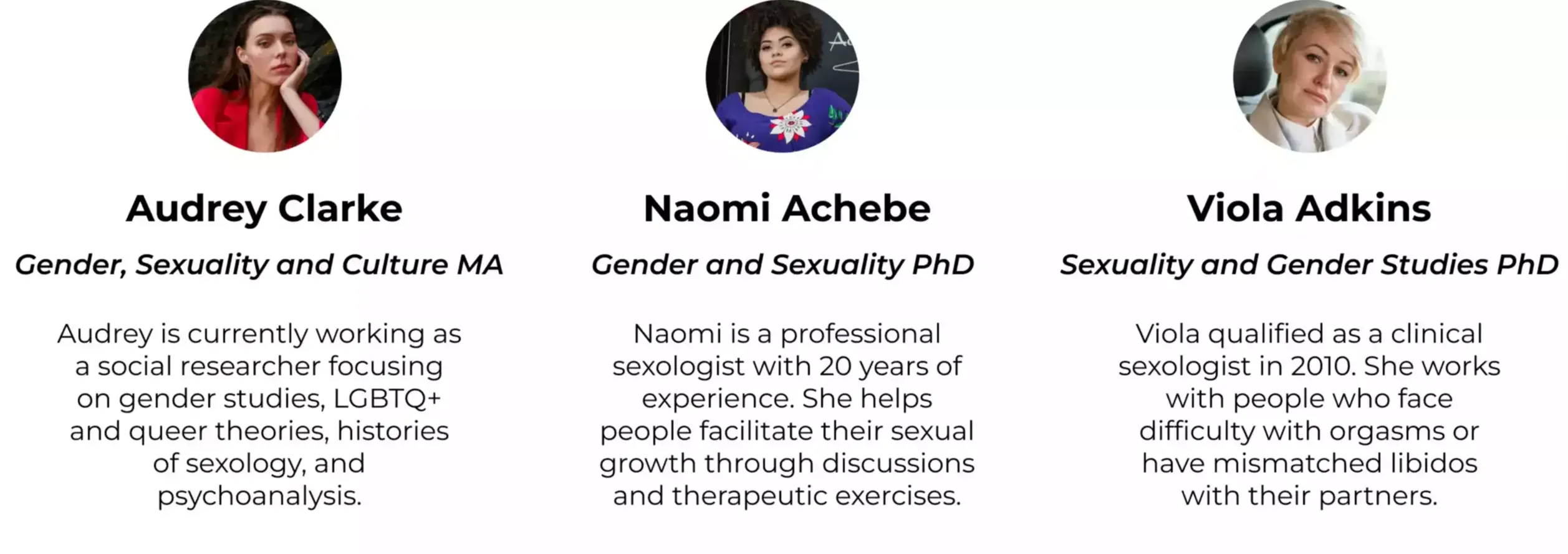 three professional sex consultants