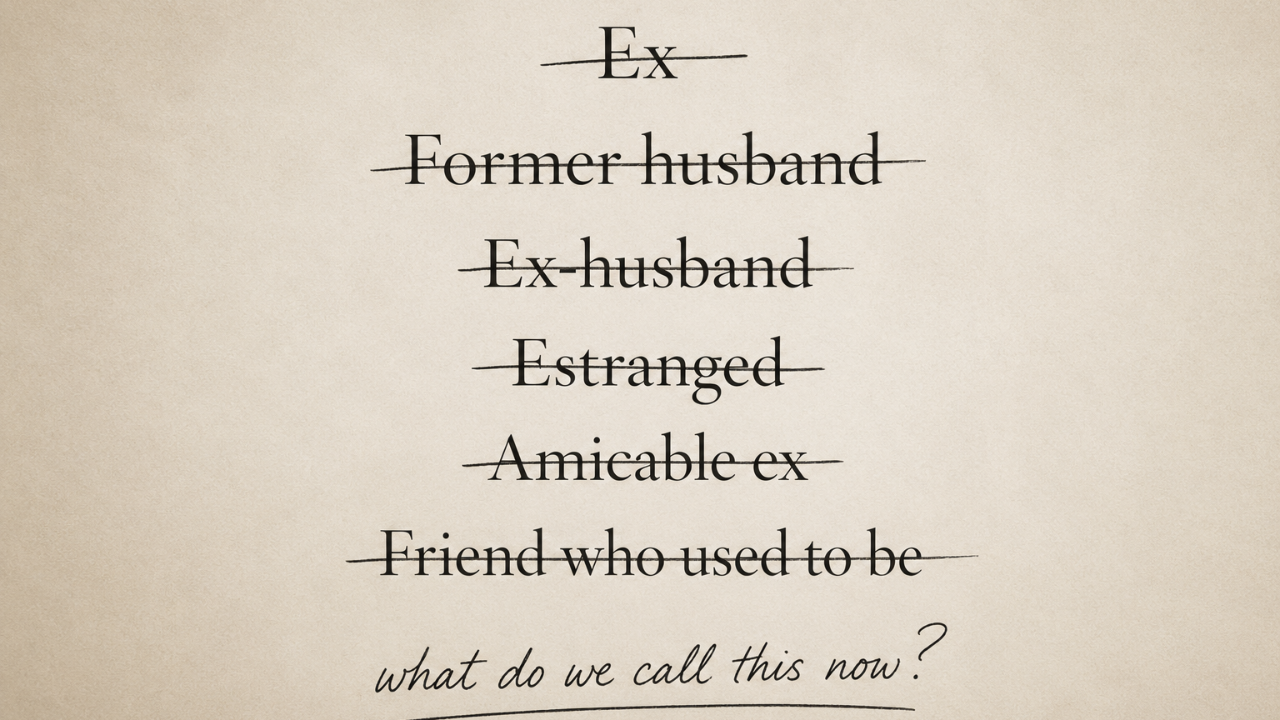 Leslie K. Leland photographed in a reflective moment, illustrating the essay's meditation on post-marriage partnership and the language we do not yet have for it.