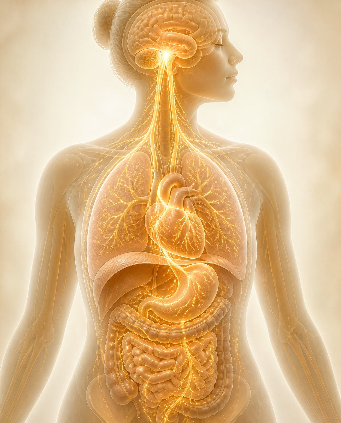 Ilustración del nervio vago recorriendo el cuerpo