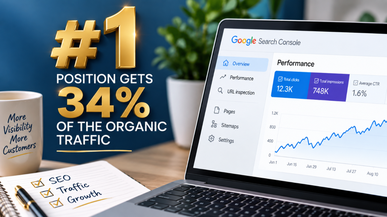 The #1 position gets 34% of the organic traffic