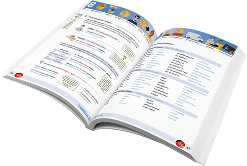 Open German A2 textbook with the grammar and vocabulary of the complete A2 level
