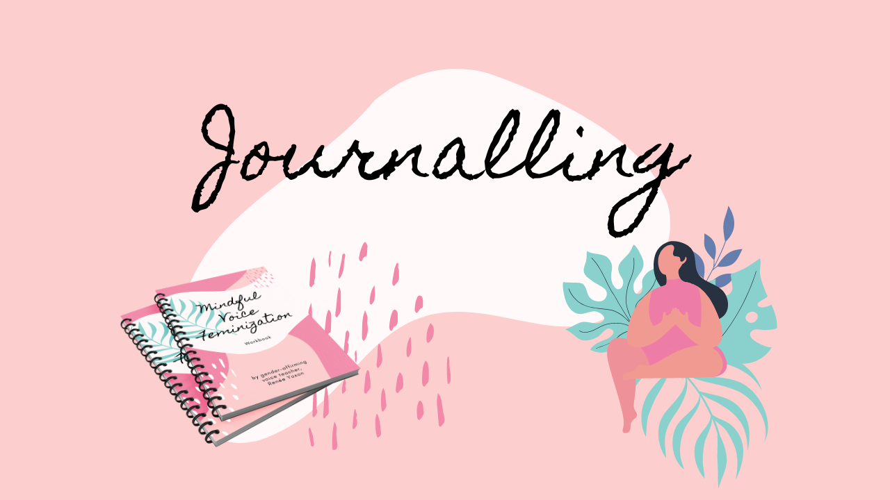 Blog header for adding reflexive journalling to a gender-affirming voice practice