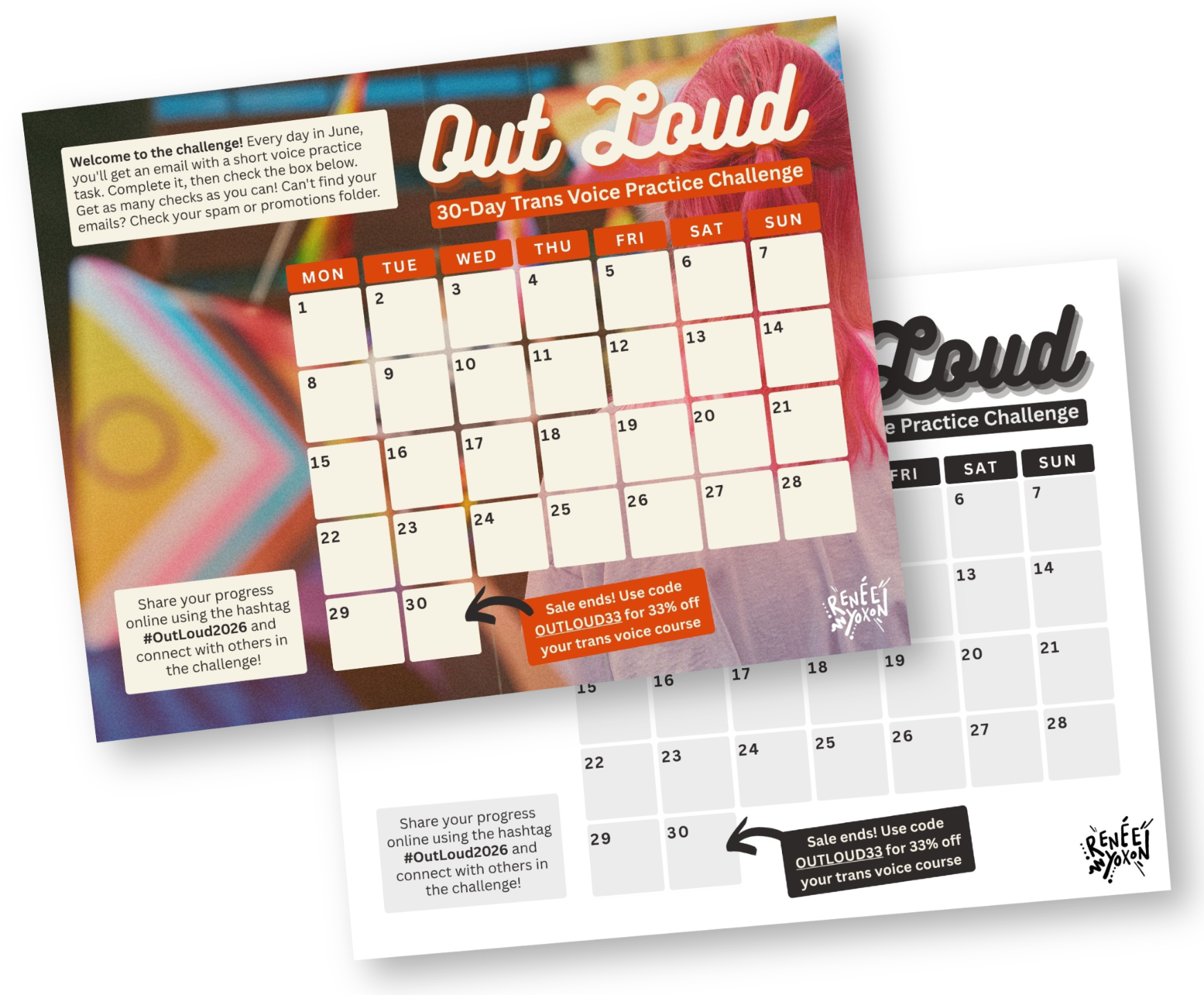 Sign up for Out Loud, a free trans voice training challenge with daily practice prompts