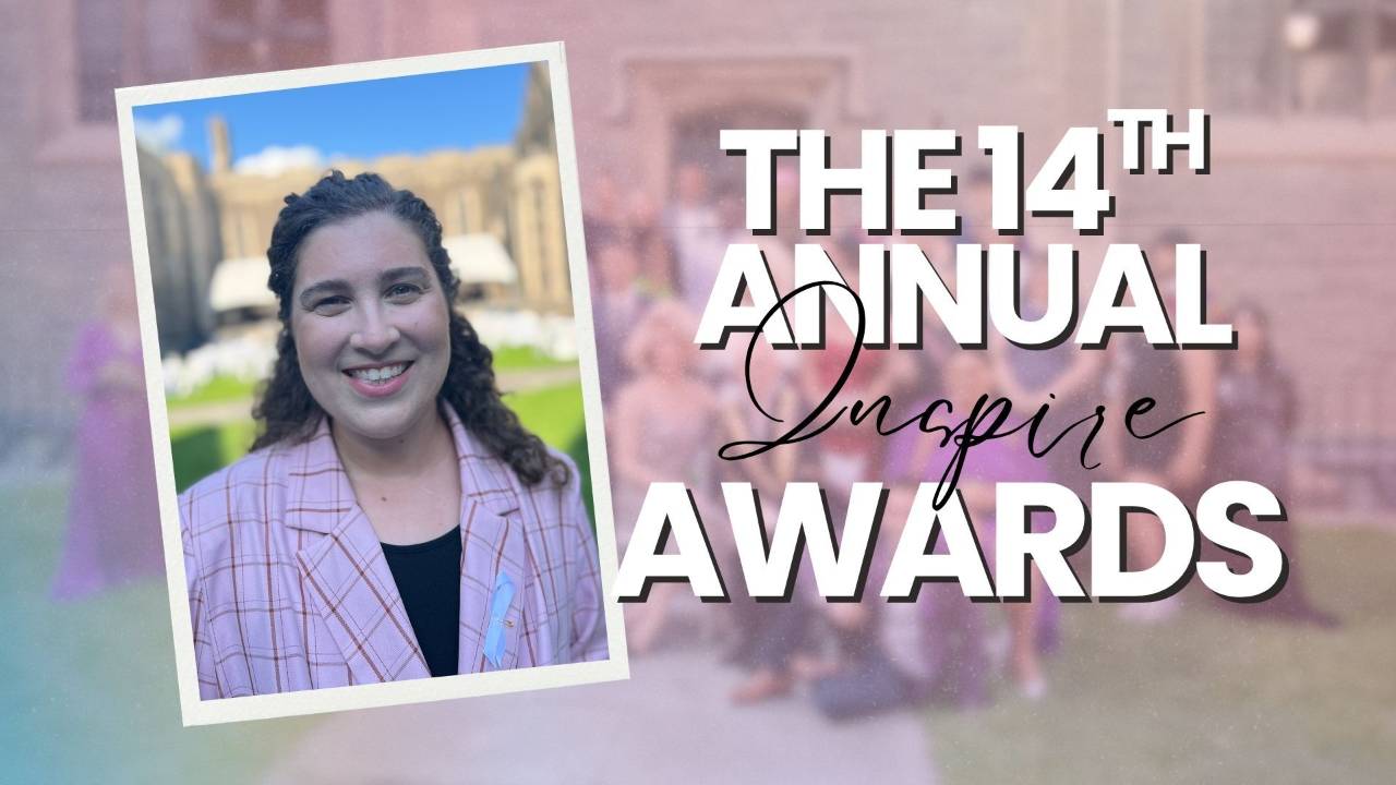 Trans voice teacher Renée Yoxon at the 14th Annual INSPIRE Awards in Toronto, where they were named Inspiring Person of the Year for their LGBTQ advocacy work.