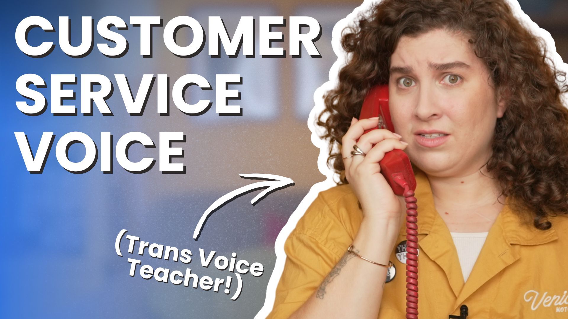 Blog post thumbnail for why your voice goes into customer service mode, trans voice training tips