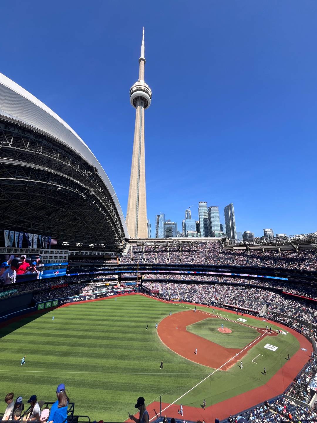 Rogers Centre baseball stadium with the CN tower in the background