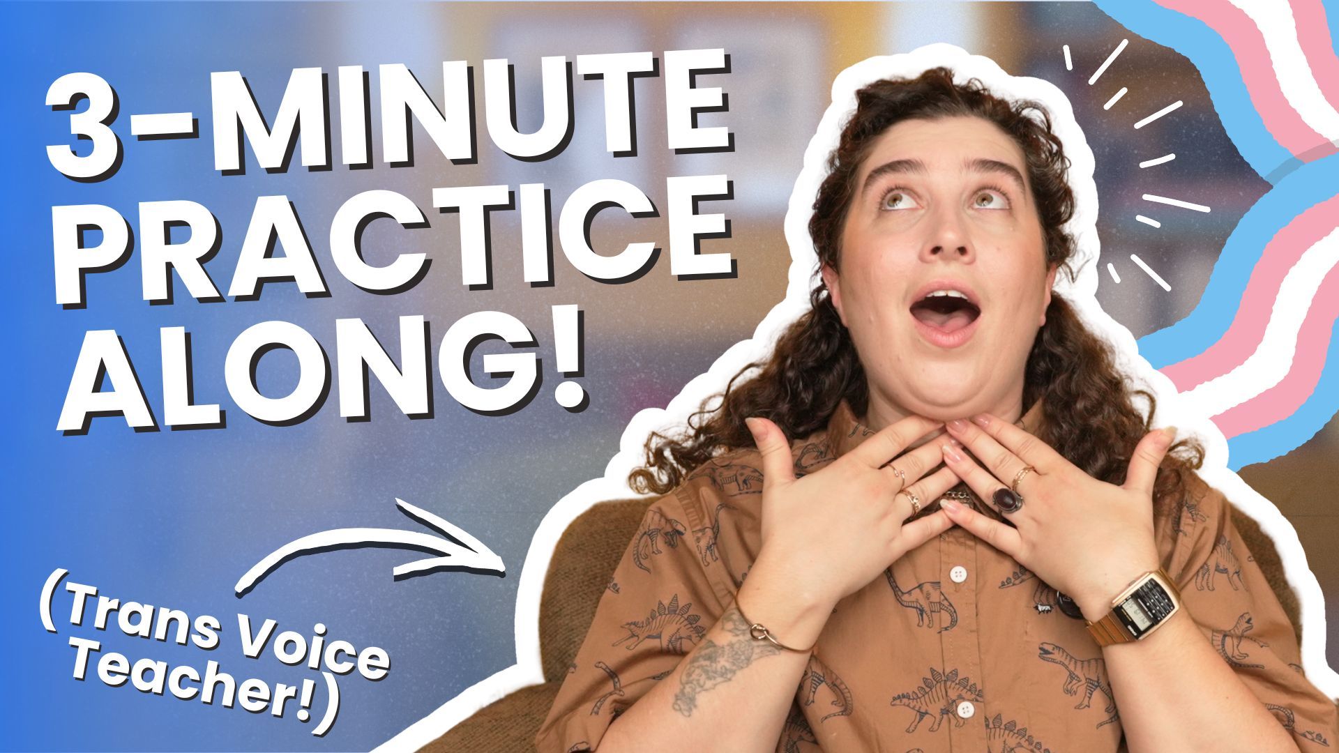 Blog header for the 3-Minute Practice-Along, a trans voice training session built on three voice games