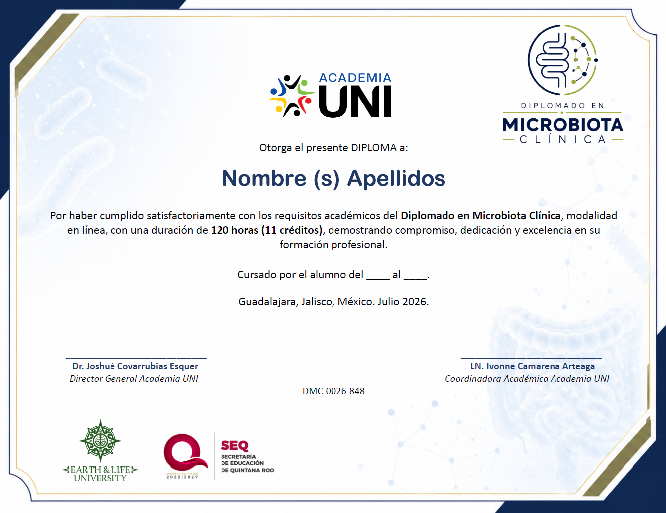 Diploma digital del Diplomado en Microbiota Clínica