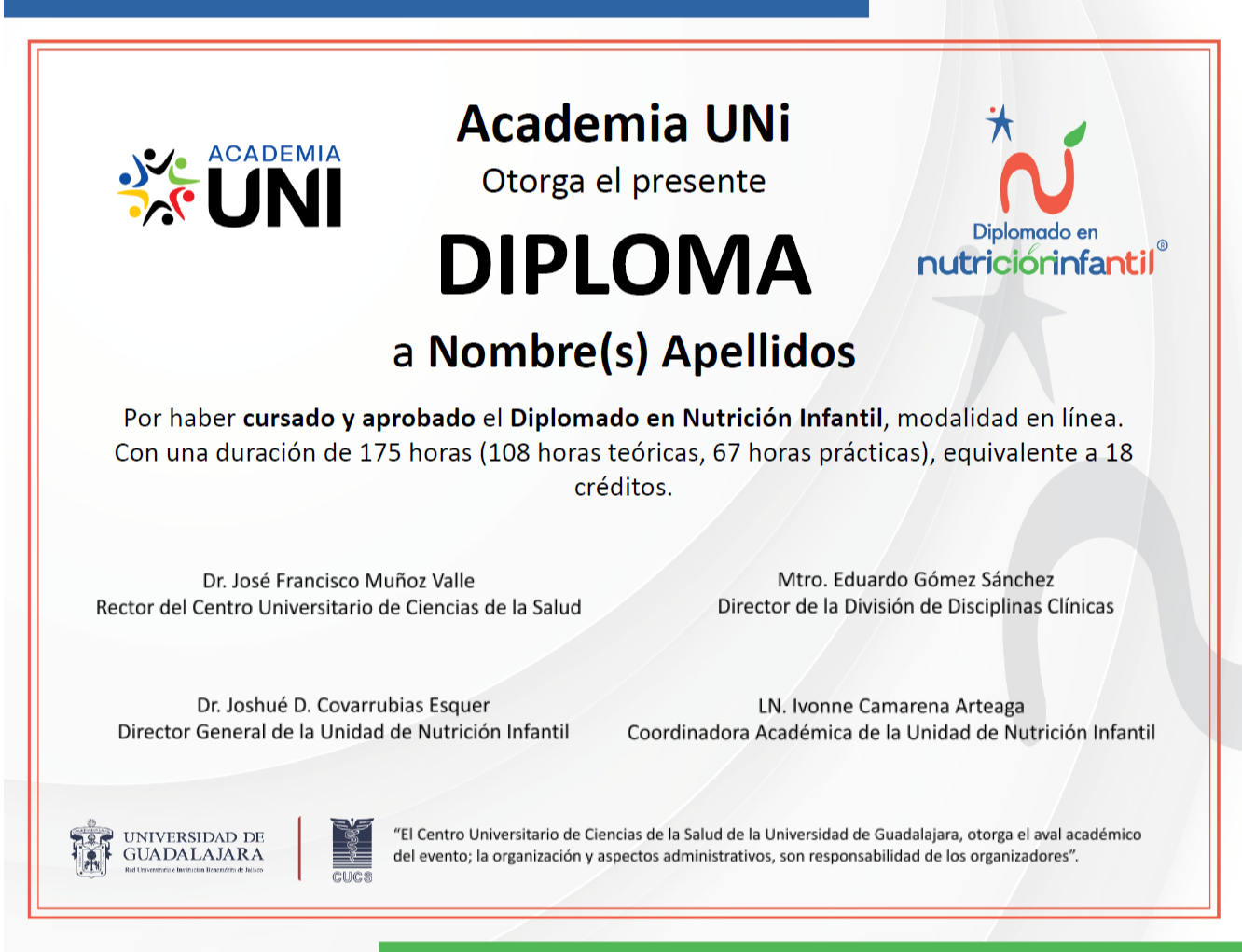 Diploma físico de la Universidad de Guadalajara