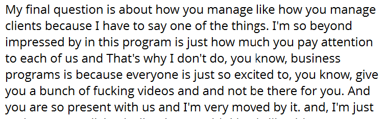 Client testimonial