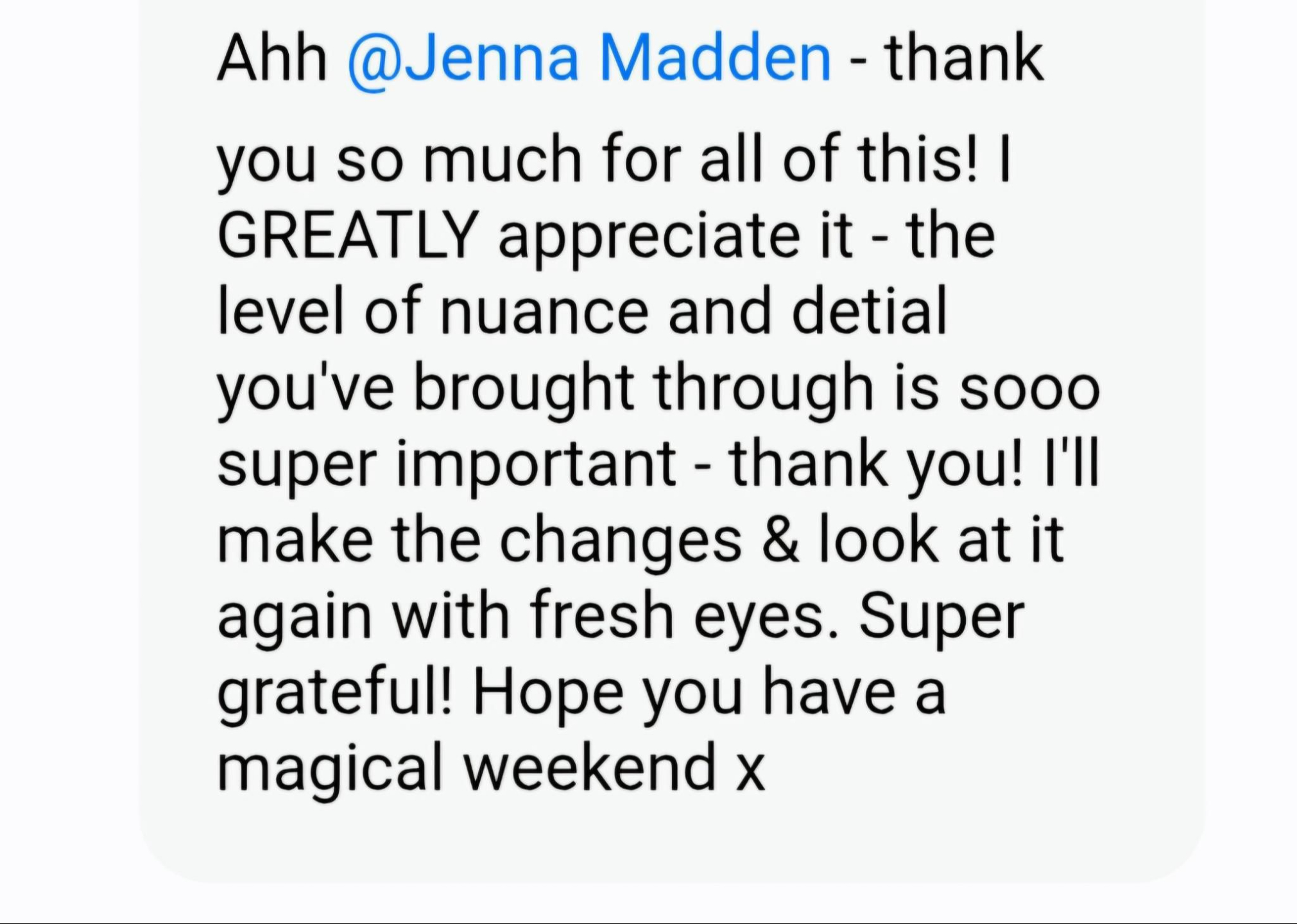 Client testimonial