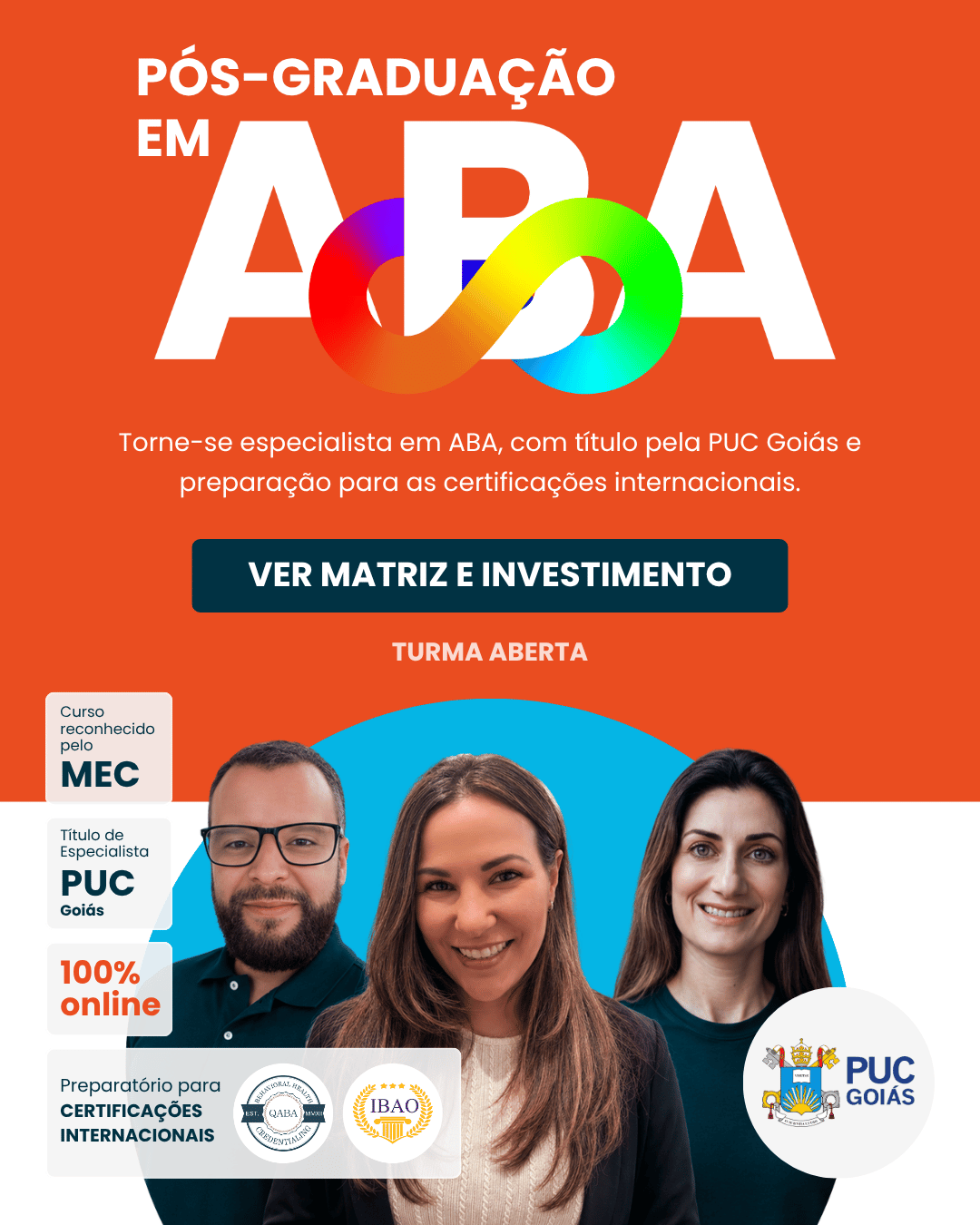 Pós-graduação e cursos livres em ABA para profissionais e familiares do TEA