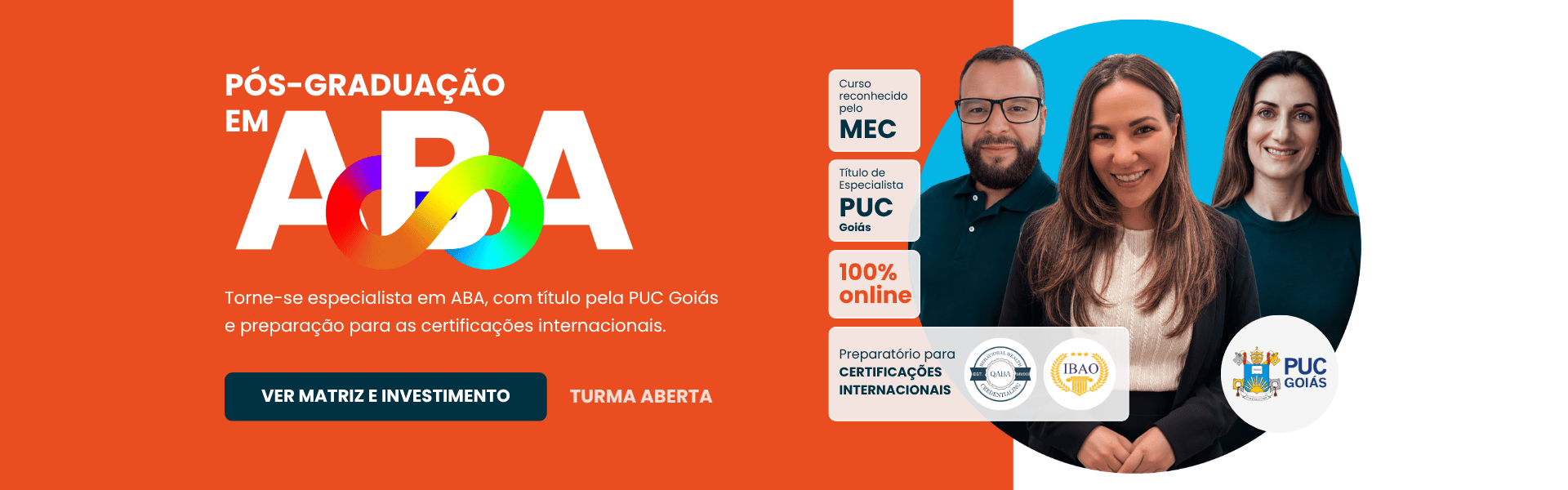 Pós-graduação e cursos livres em ABA para profissionais e familiares do TEA