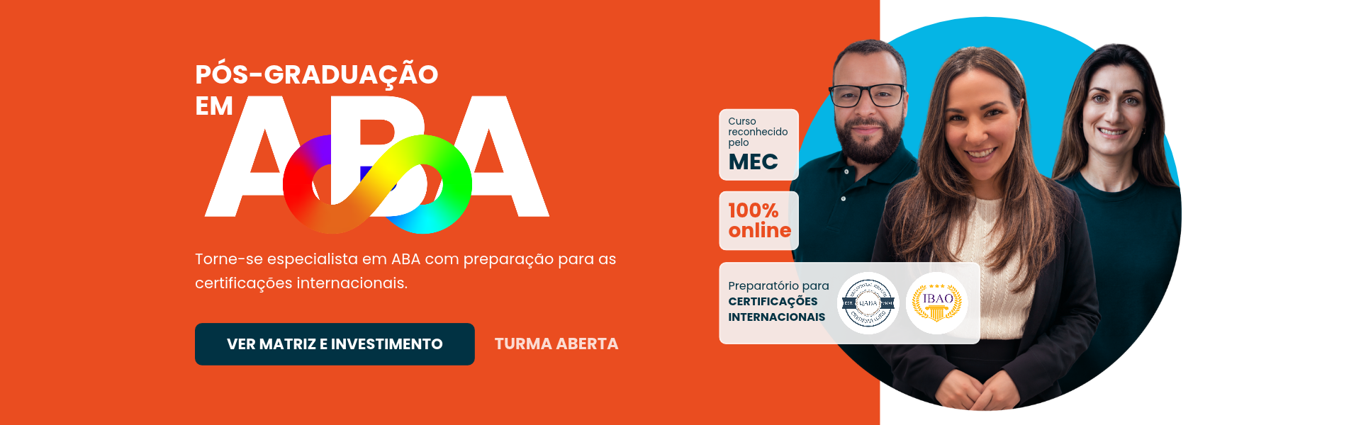 Pós-graduação e cursos livres em ABA para profissionais e familiares do TEA